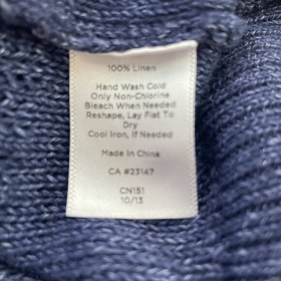 Talbots Women Linen Cardigan Size Large Blue Pockets Open Coastal Capsule - Picture 9 of 11
